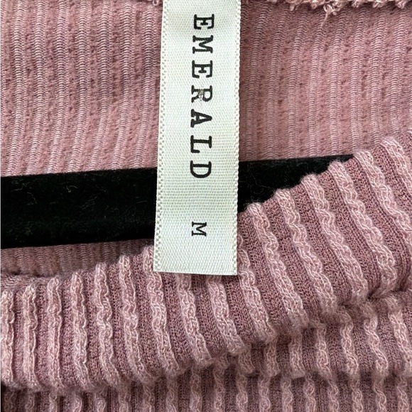 EMERALD LONG SLEEVE Pink Ribbed Top size Medium - Picture 4 of 6